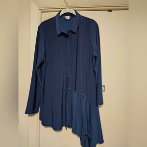 Chic Navy Asymmetrical Blouse